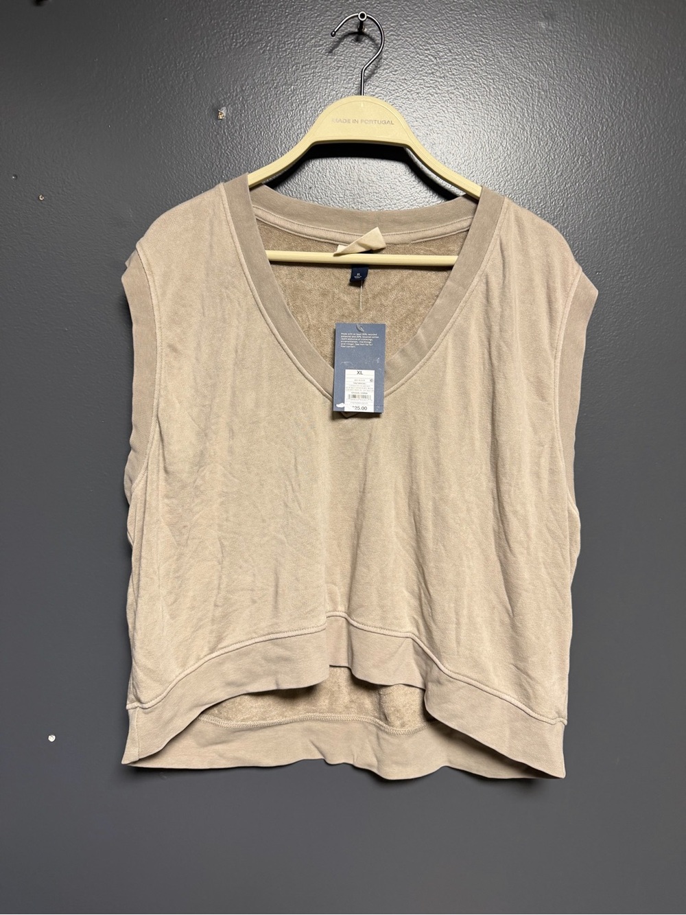 NWT Universal Thread XL French Terry Sweatshirt Vest Beige V-Neck